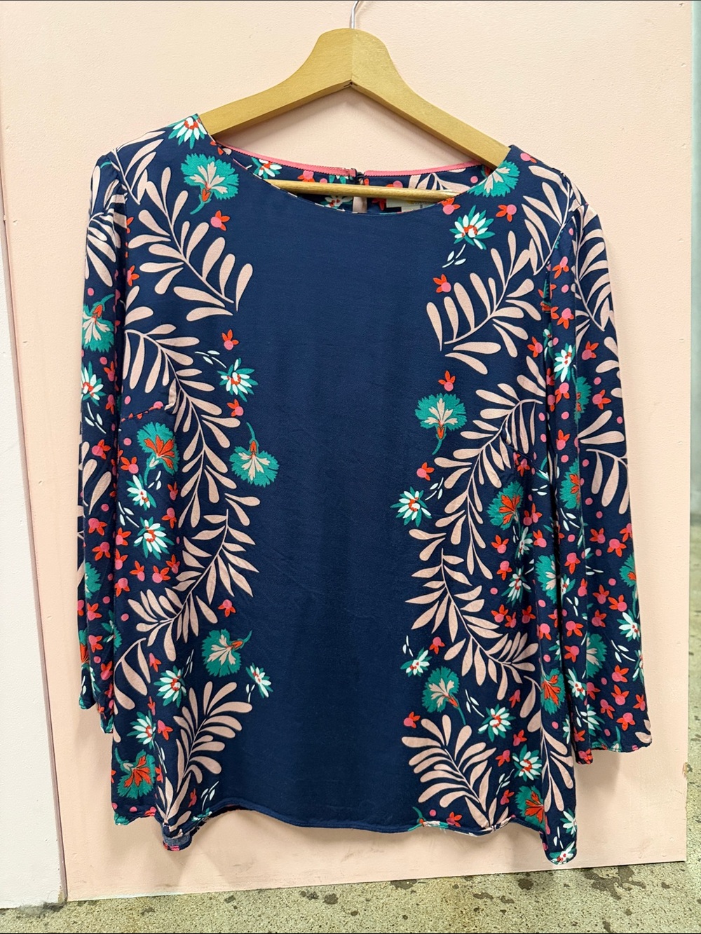 Boden Navy Floral Long-Sleeve Top